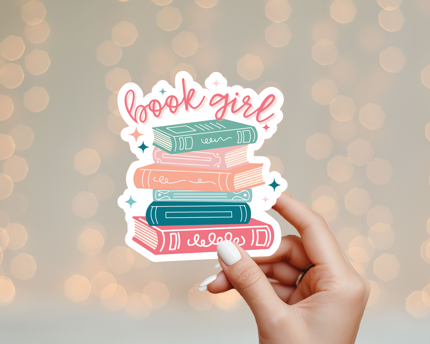 Book Girl Sticker Luna Beam Creations