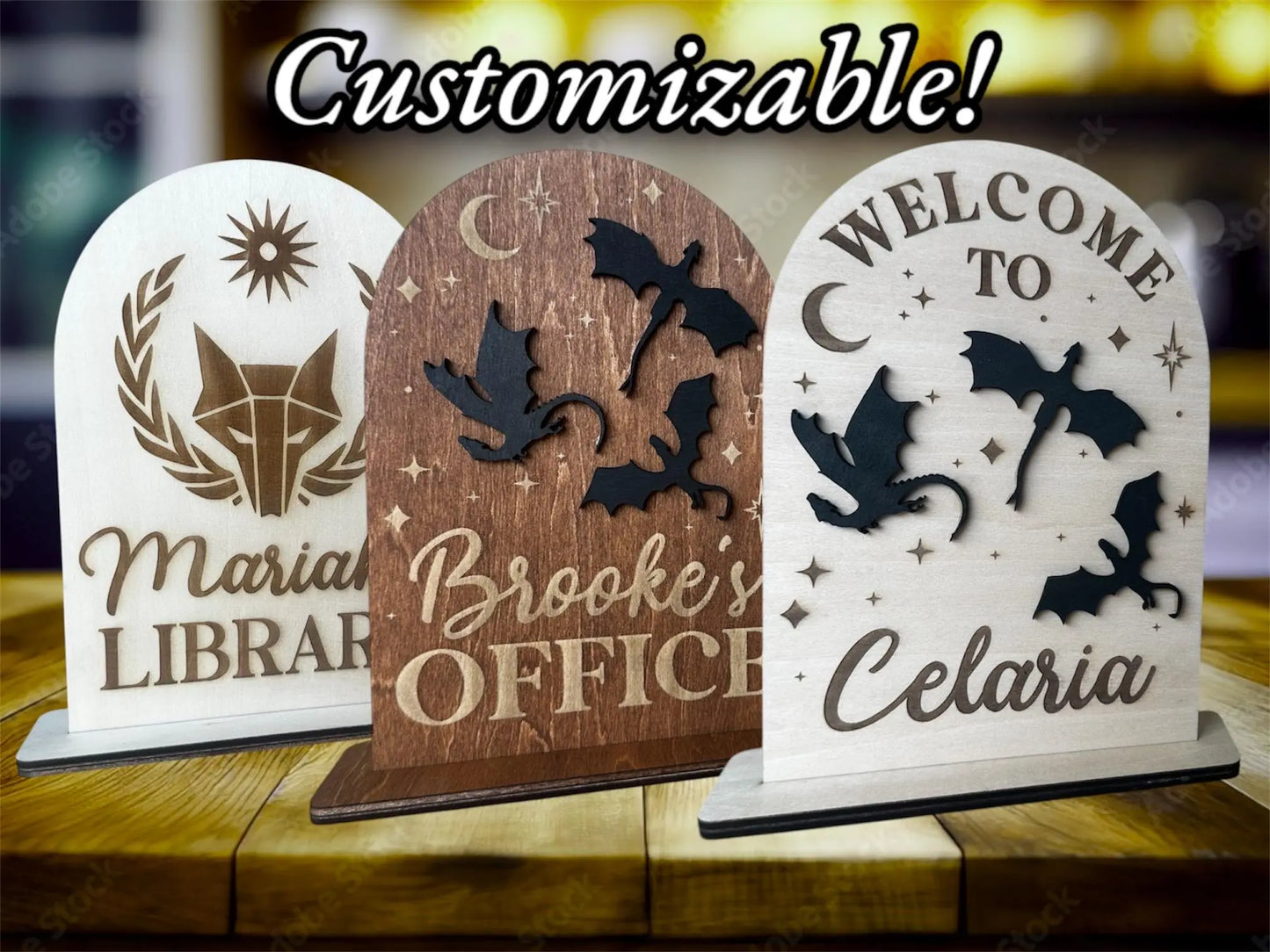 Custom Dragon Library Sign Luna Beam Creations