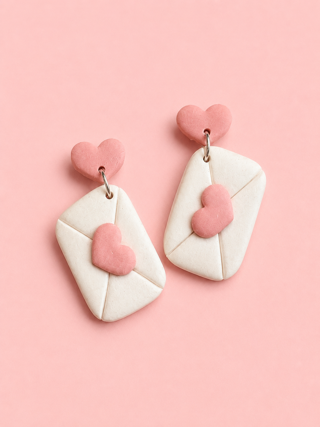 Envelope Heart Clay Earrings