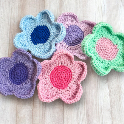 Crochet Flower Mug Rug Coasters Luna Beam Creations