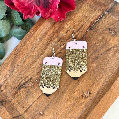 Pencil Dangle Earrings Luna Beam Creations