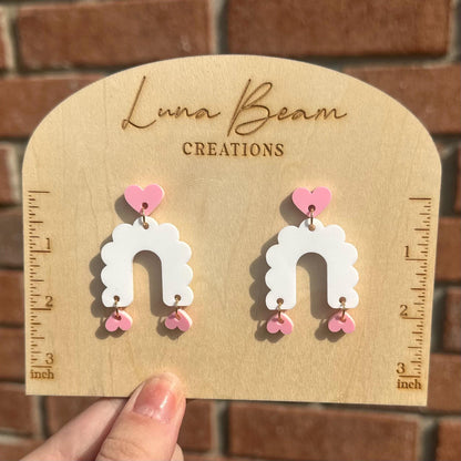 Scalloped Heart Dangle Earrings Luna Beam Creations