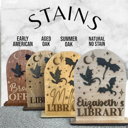 Custom Dragon Library Sign Luna Beam Creations