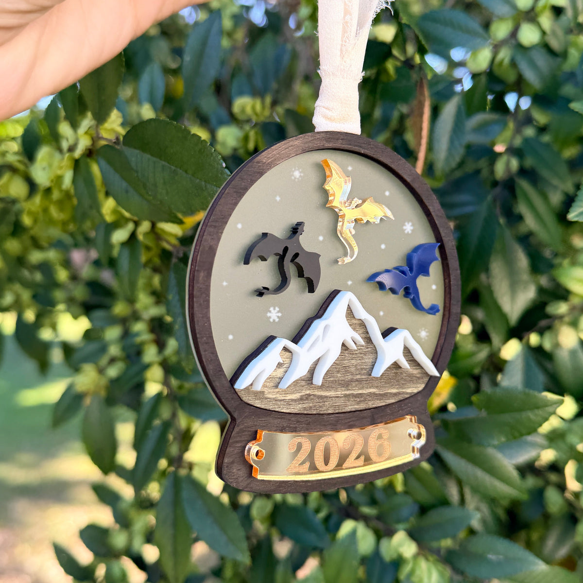 Flying Dragons Snow Globe Ornament