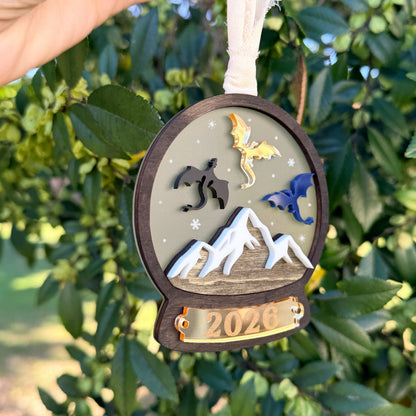Flying Dragons Snow Globe Ornament