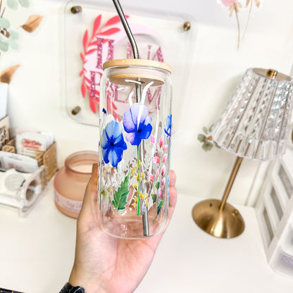 20oz Wildflowers Glass Luna Beam Creations