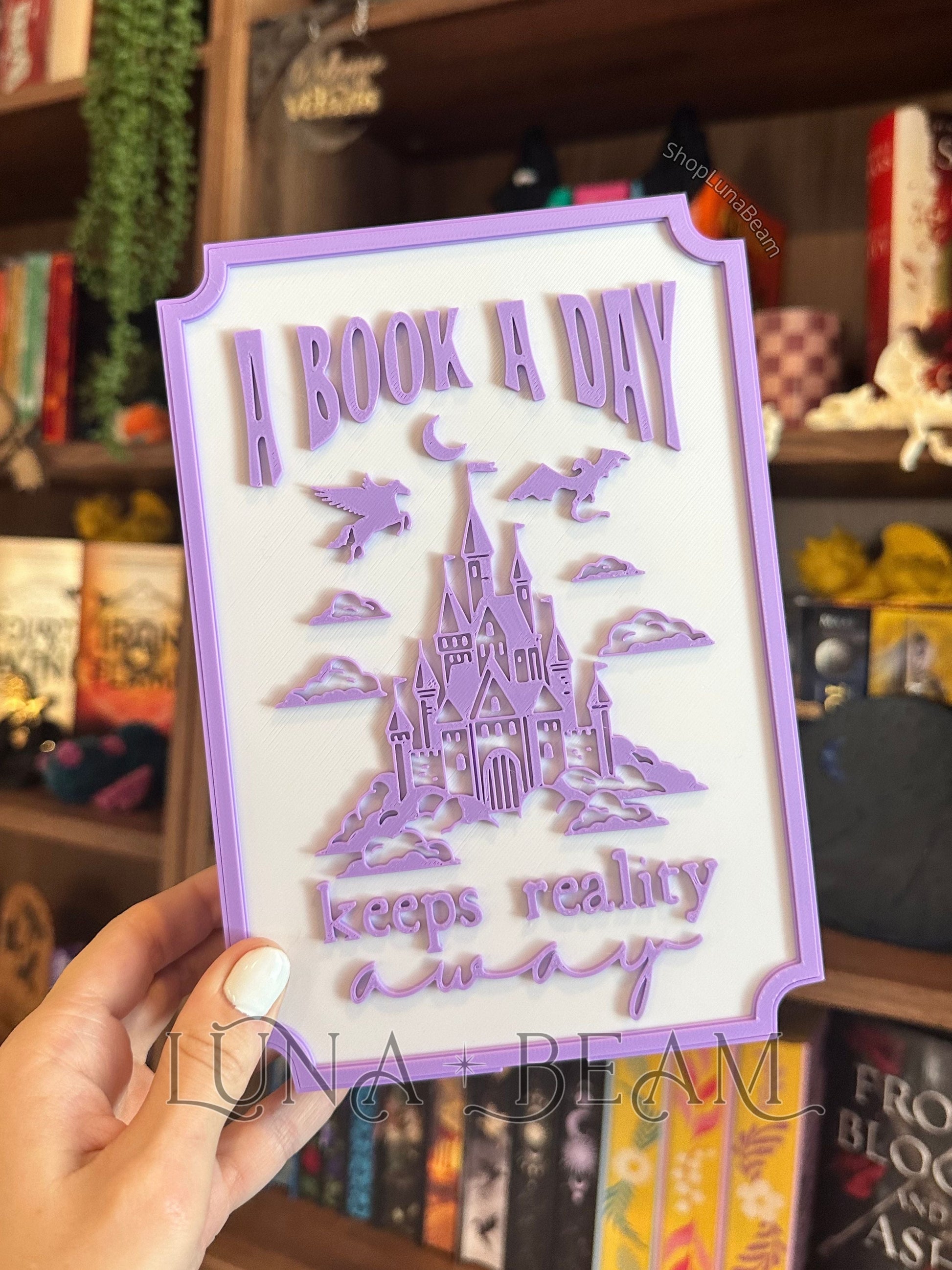 A Book a Day Keeps Reality Away 3D Printed Light Box Luna Beam Creations