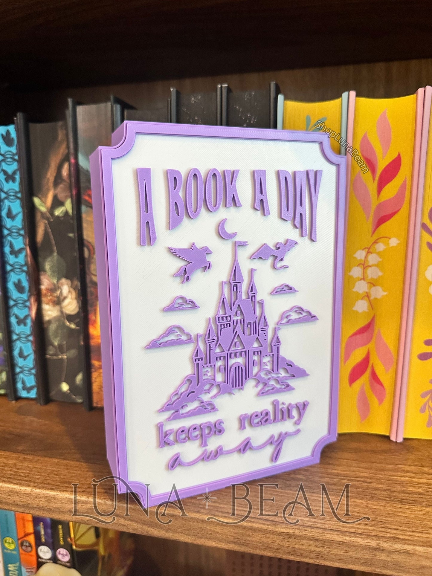 A Book a Day Keeps Reality Away 3D Printed Light Box Luna Beam Creations