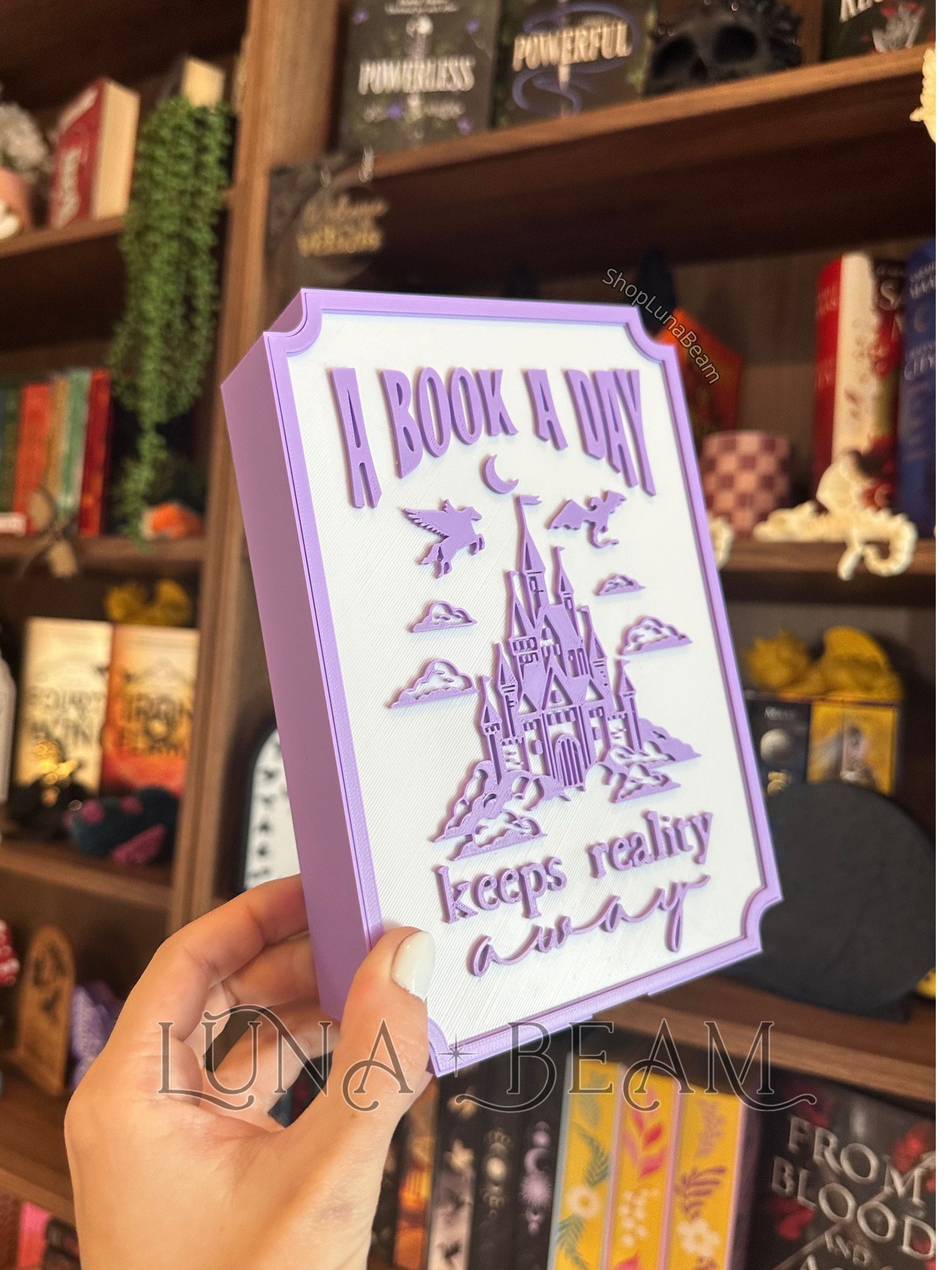 A Book a Day Keeps Reality Away 3D Printed Light Box Luna Beam Creations