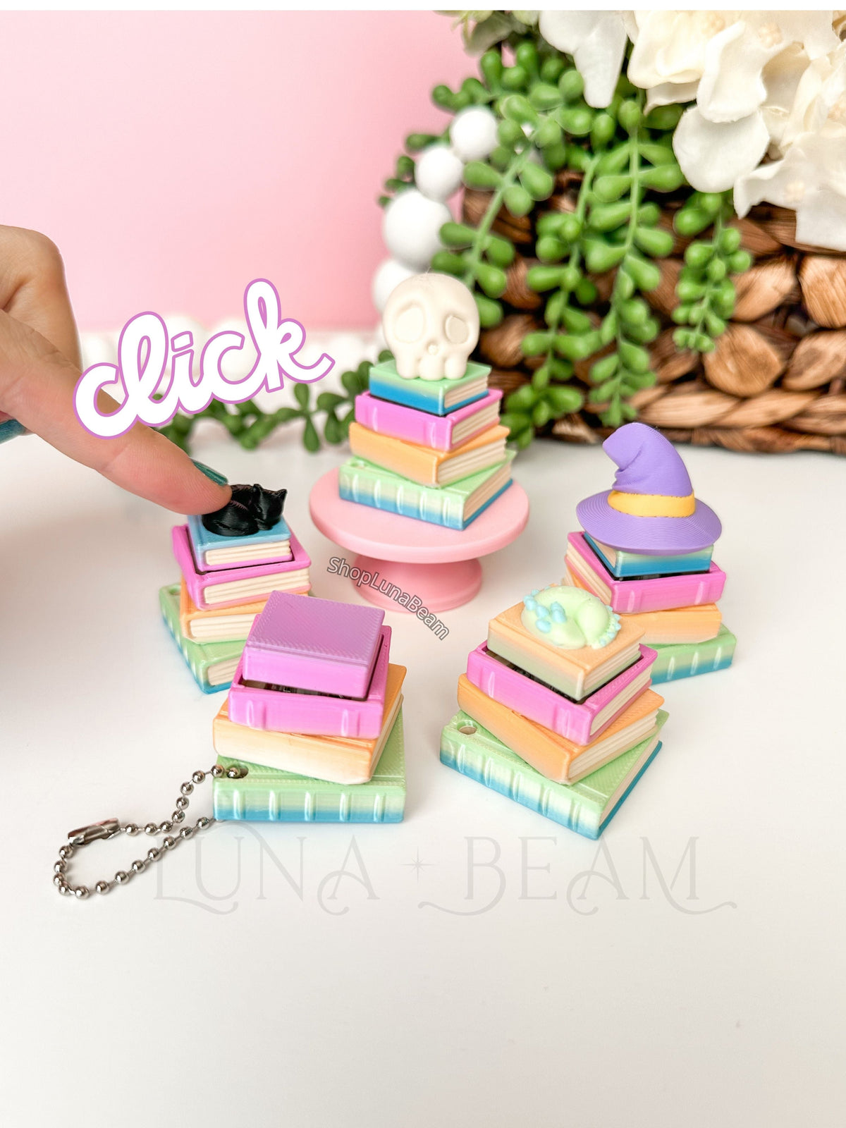 Pastel Rainbow Book Stack Clicky Fidget Luna Beam Creations