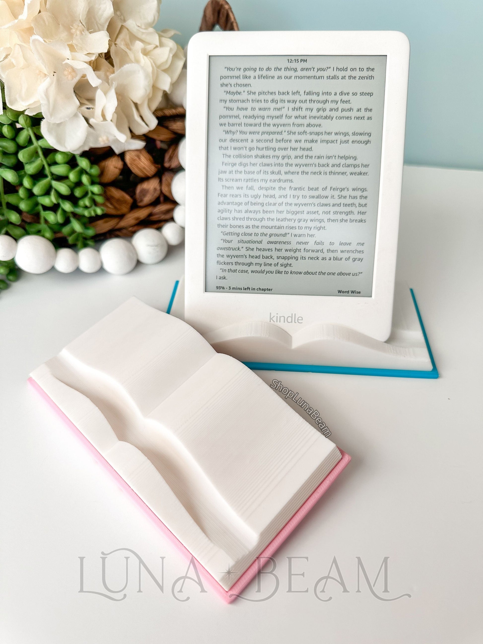 3D Printed Open Book Kindle Stand Luna Beam Creations