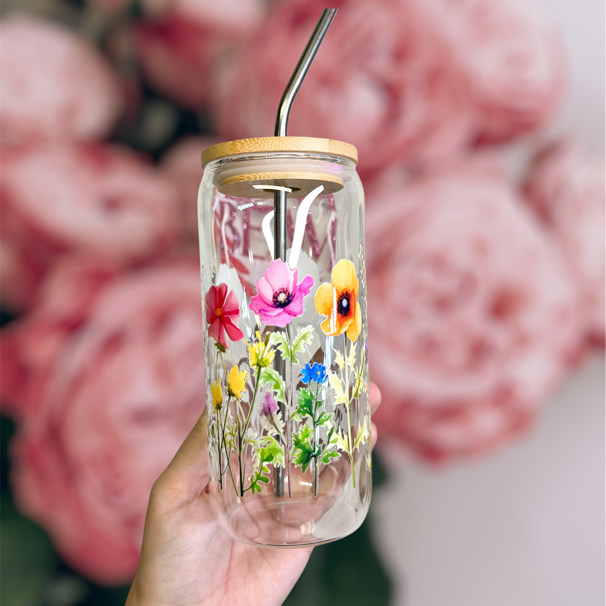 20oz Wildflowers Glass Luna Beam Creations
