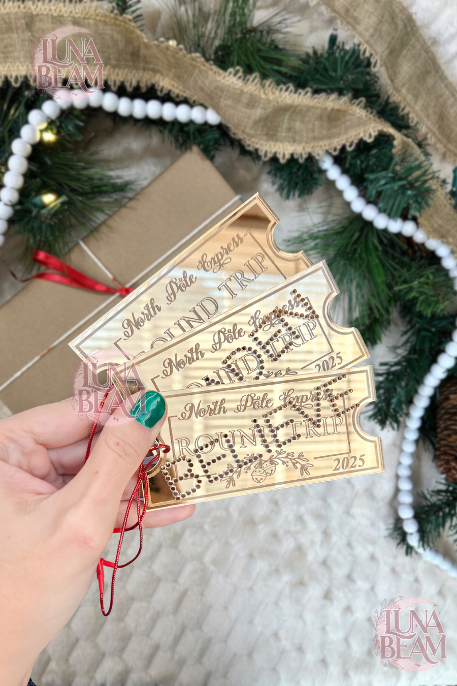 North Pole Express Ticket Ornament Luna Beam Creations