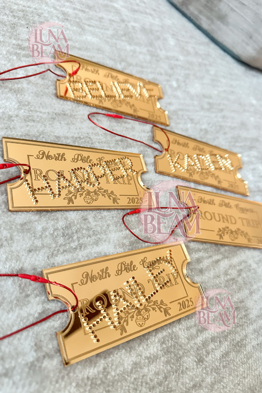 North Pole Express Ticket Ornament Luna Beam Creations