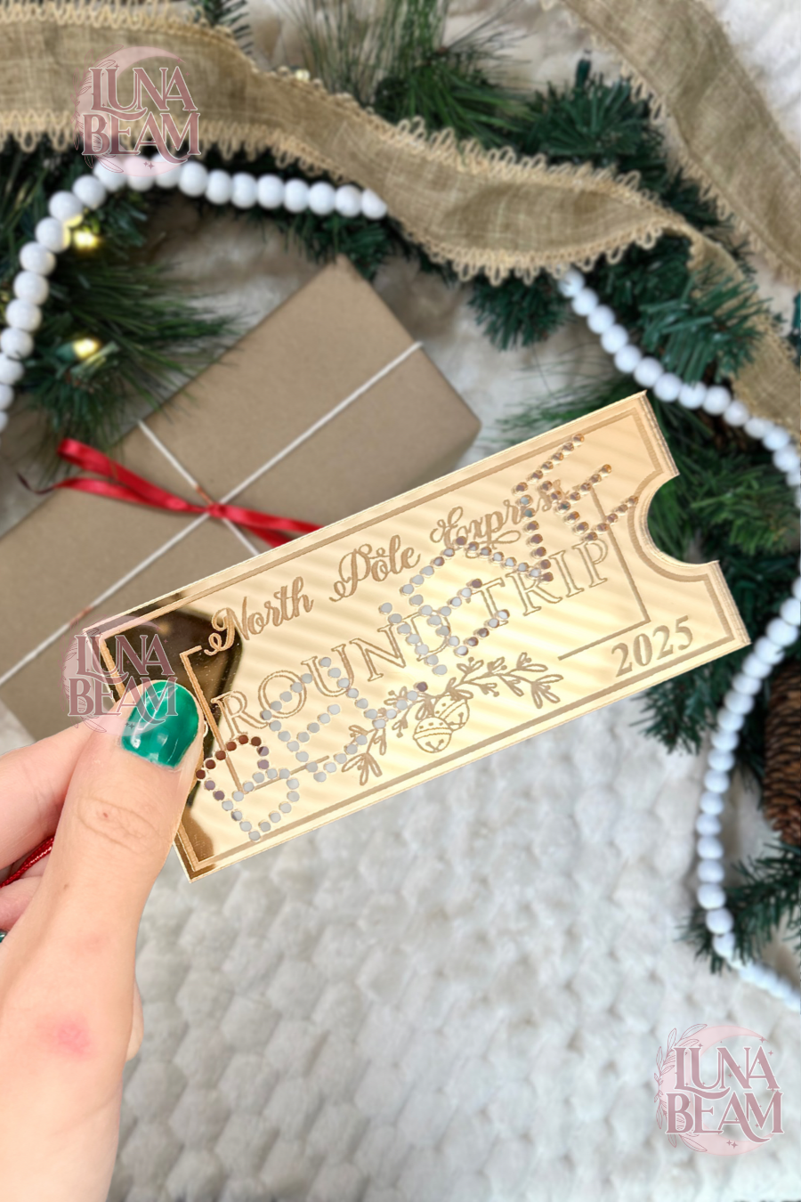 North Pole Express Ticket Ornament Luna Beam Creations