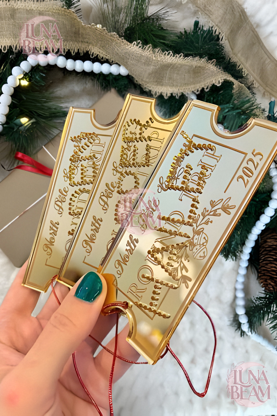 North Pole Express Ticket Ornament Luna Beam Creations