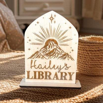 Dragon & Mountain Library Sign Luna Beam Creations