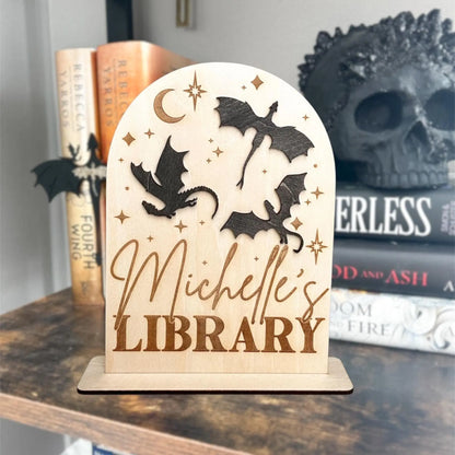 Custom Dragon Library Sign Luna Beam Creations