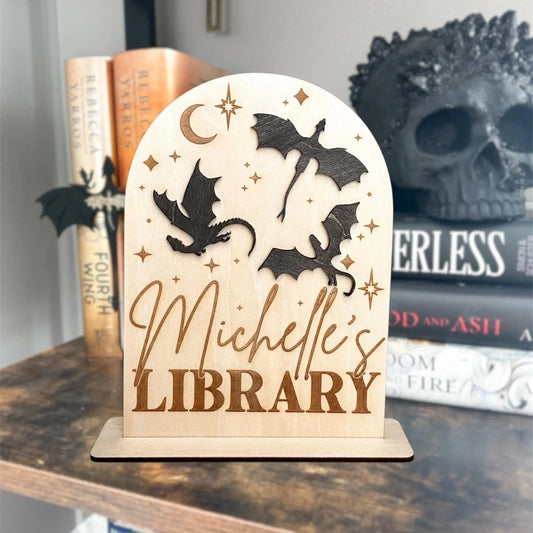 Custom Dragon Library Sign Luna Beam Creations