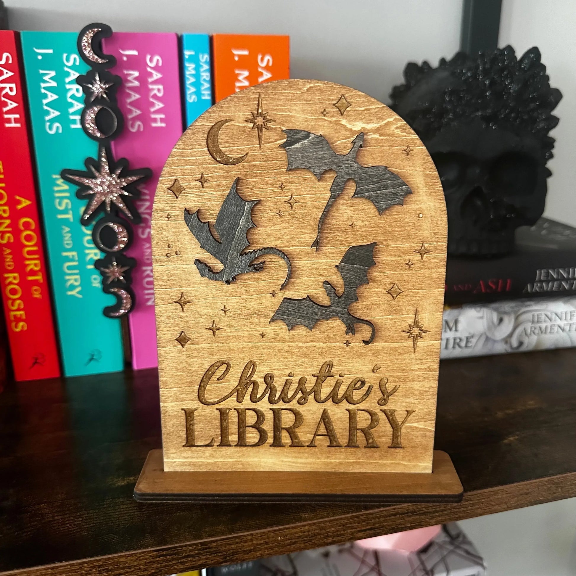 Custom Dragon Library Sign Luna Beam Creations