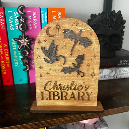 Custom Dragon Library Sign Luna Beam Creations