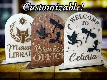 Custom Dragon Library Sign Luna Beam Creations