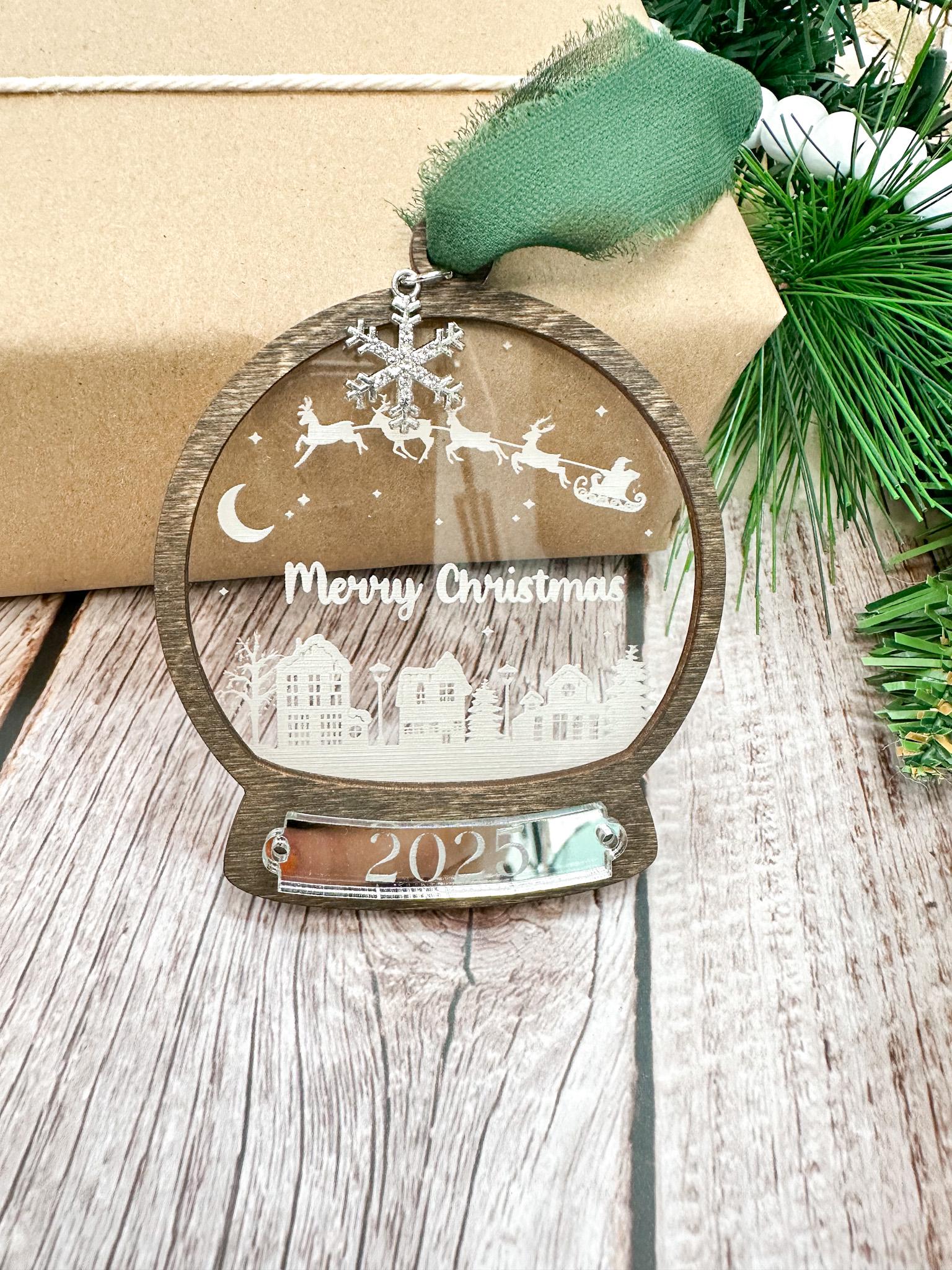 Personalized Snow Globe Christmas Ornament Luna Beam Creations