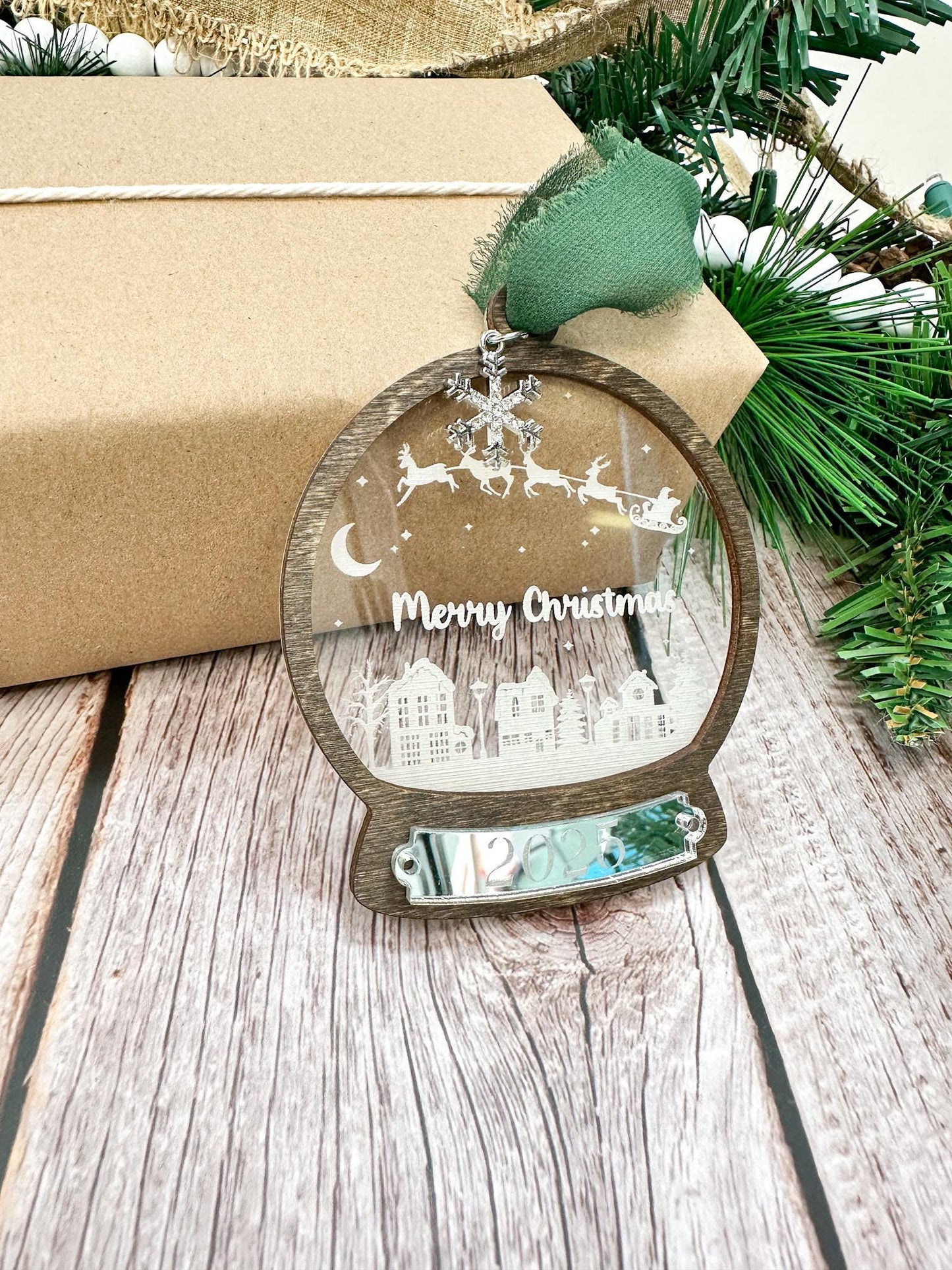 Personalized Snow Globe Christmas Ornament Luna Beam Creations