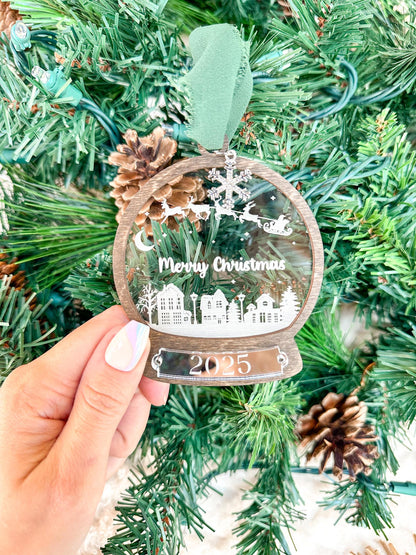Personalized Snow Globe Christmas Ornament Luna Beam Creations