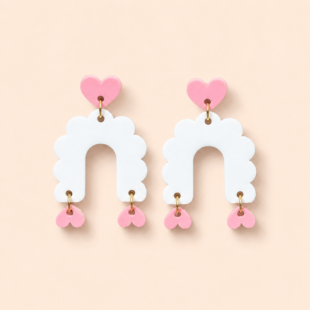 Scalloped Heart Dangle Earrings