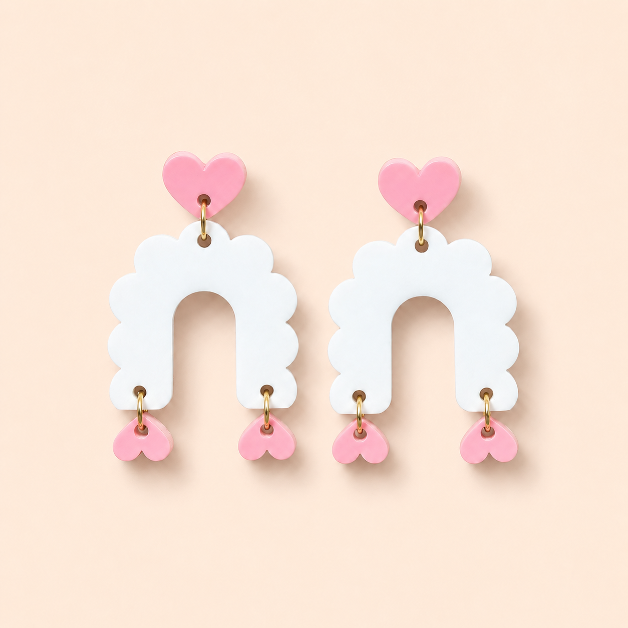 Scalloped Heart Dangle Earrings