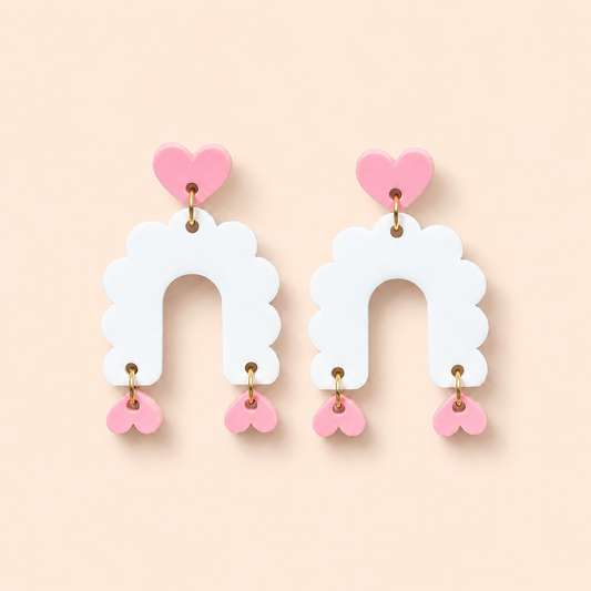 Scalloped Heart Dangle Earrings