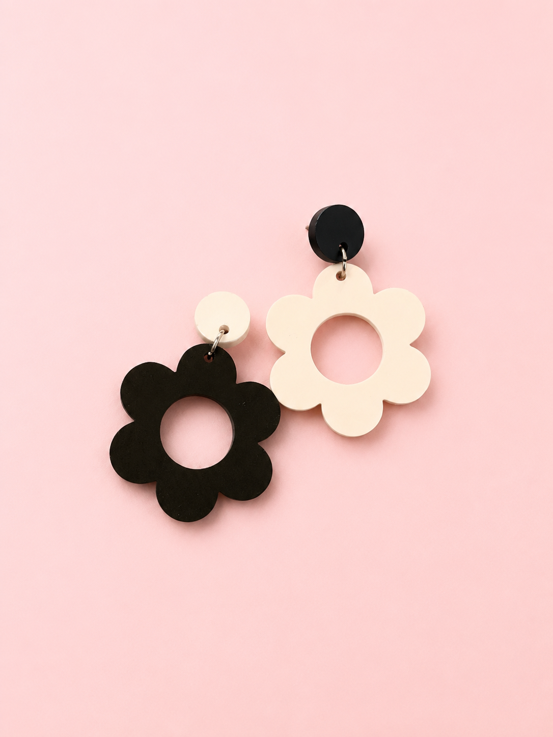 Black and White Flower Earrings