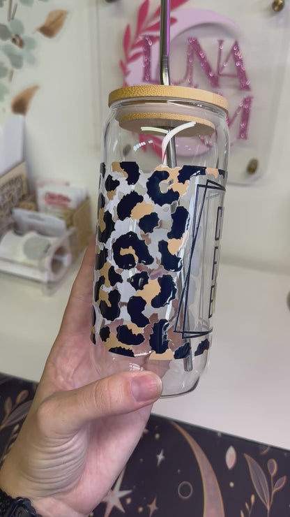20oz Leopard Print Coffee Glass