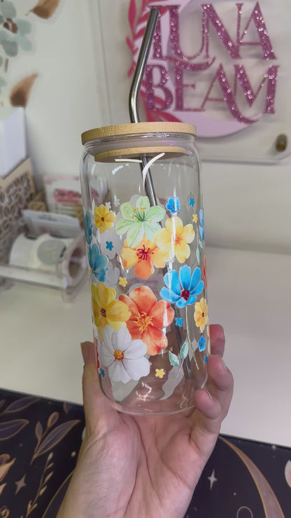 20oz Colorful Floral Glass