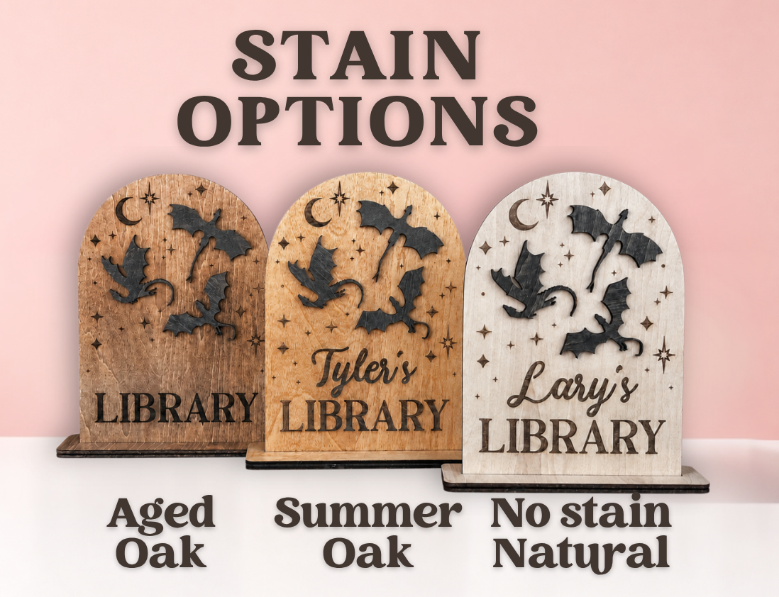 Custom Engraved Dragon Library Sign